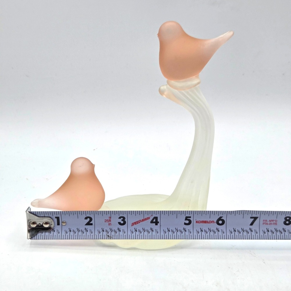 Pink Satin Glass Love Birds on Branch Hallmark Crowning Touch Collection Cottage - Picture 4 of 8